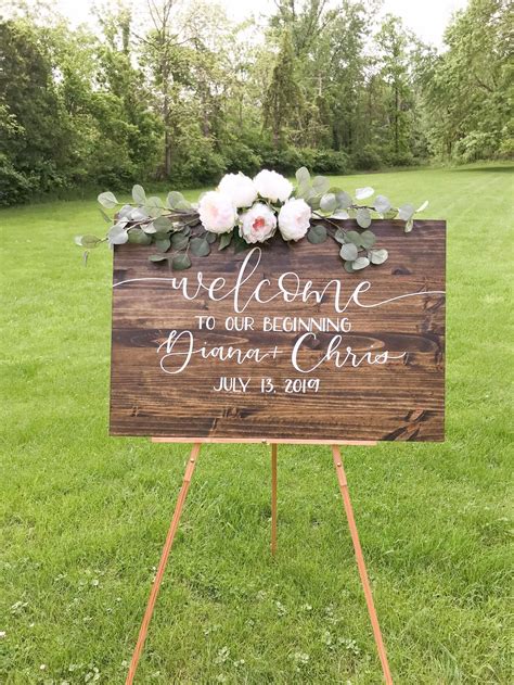 Wedding Welcome Sign Welcome to Our Beginning Wedding Sign - Etsy | Wooden wedding signs ...