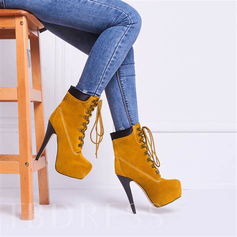 Stiletto Heels Lace-up Nubuck Ankle Boots - Tbdress.com