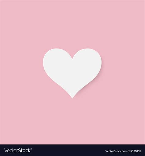 Paper cut white heart on pink background Vector Image