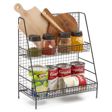 2-Tier Organizer Rack, EZOWare Wire Basket Storage Container Countertop Shelf for Kitchenwar ...