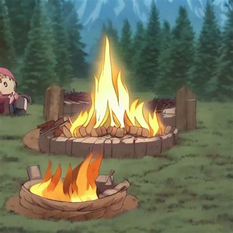 yuru camp anime campfire cute and beautiful, extremely | Stable Diffusion