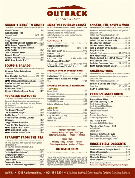 Printable Outback Menu | amulette