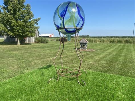 Metal 20" Plant Stand - Gazing Ball Holder Decorative Container