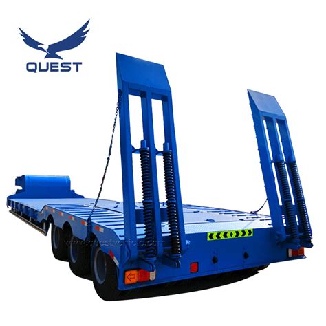 Quest 3 Axles 60tons Lowbed Low Loader Semi Truck Trailer - China Low Loader Trailer and Lowbed ...