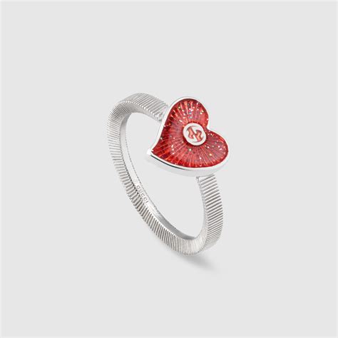 Enameled heart ring in silver - Gucci Silver Rings 455326J84108133