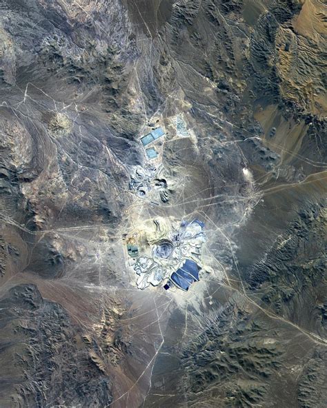 Satellite Image, Photo of Escondida Mine, Atacama Desert, Chile