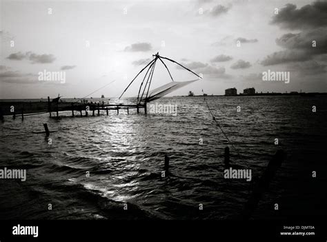 Chinese fishing nets in Fort Kochi Cochin in Kerala in South India in ...