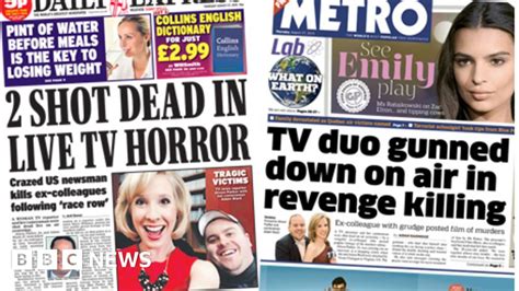 Newspaper headlines: Papers react to US TV shootings - BBC News