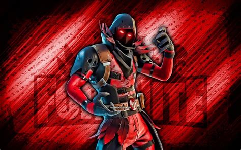 Ravenpool Fortnite, 4k, red diagonal background, grunge art, Fortnite ...