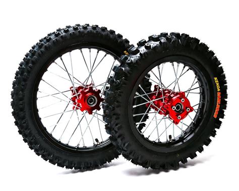 Pit Bike Red CNC Wheels Kenda Tyres SDG Hub 14" 12"