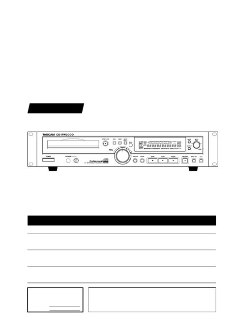 User manual Tascam CD-RW2000 (English - 32 pages)