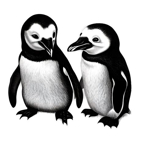 Black And White Penguin Drawing PNG Free Stock Photo - Public Domain Pictures