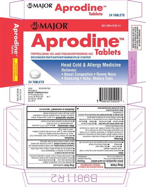 APRODINE- pseudoephedrine hcl and triprolidine hcl tablet, film coated