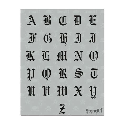 Stencil1 Old English Font 1" - Letter Stencil 8.5" x 11" | Lettering styles alphabet, Letter ...