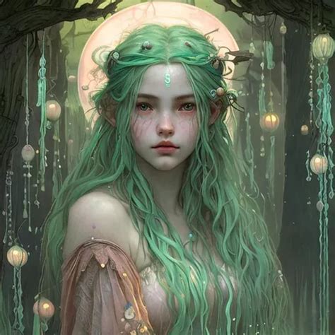 Portrait Druid witch Girl with pretty detailed face...