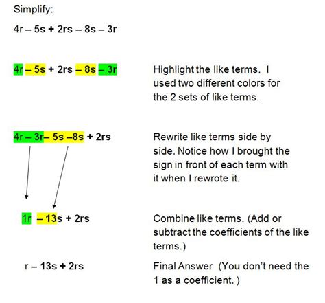 Simplifying Algebraic Expressions