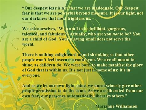 marianne williamson poem | Our Deepest Fear" by Marianne Williamson | Quotes | Pinterest ...