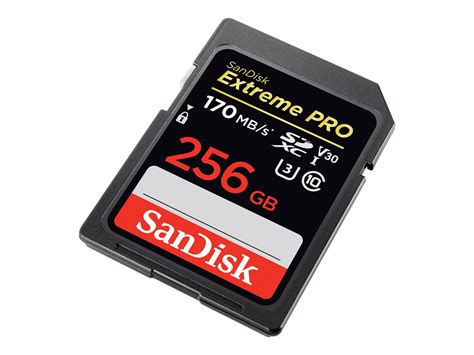 SanDisk Extreme Pro - Flash memory card - 256 GB - Video Class V30 / UHS-I U3 / Class10 - SDXC ...