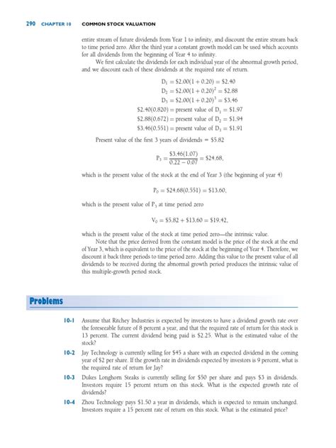 Problems: Common Stock Valuation | PDF | Stocks | Dividend