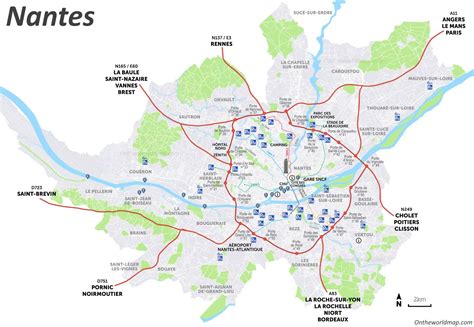 Nantes Area Road Map - Ontheworldmap.com