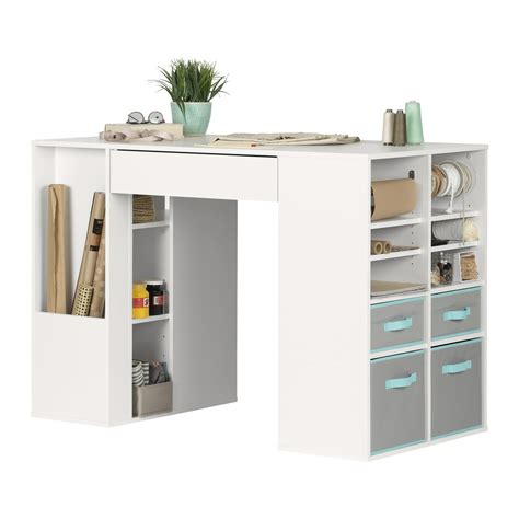 South Shore Crea White Counter-Height Craft Table with Storage - Walmart.com - Walmart.com