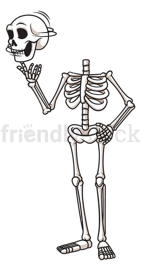 Funny Skeleton Twirling Skull Cartoon Clipart Vector - FriendlyStock