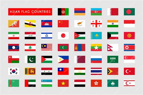 Premium Vector | Set of Asian flag Countries