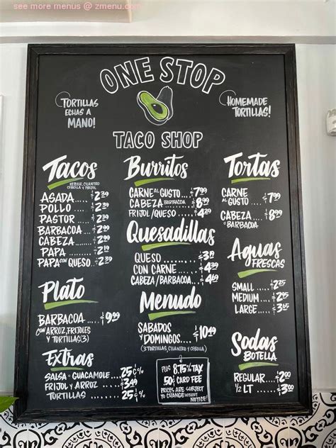 Online Menu of One Stop Taco Shop Restaurant, Indio, California, 92201 - Zmenu