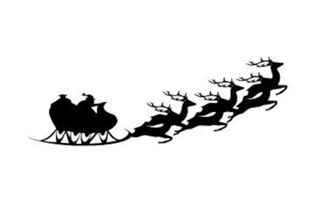 Santa Sleigh and Reindeer Silhouette SVG - Etsy