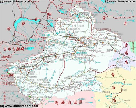 Xinjiang-Uygur Autonomous Region, China - Xinjiang-Uygur AR Map 1A Geographical, by ChinaReport.com