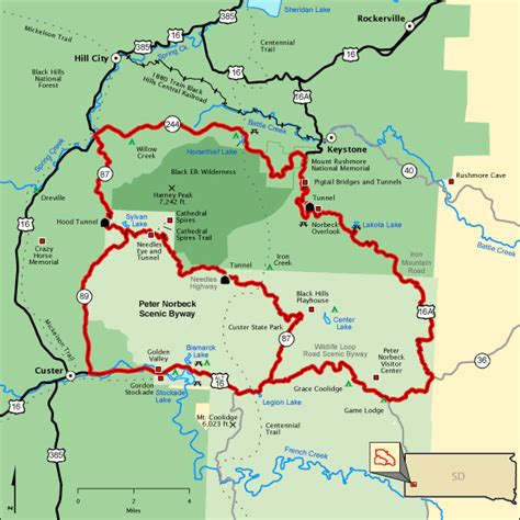 Peter Norbeck Scenic Byway Map ~ The Southern Hills is laced with ...