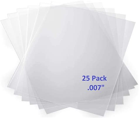 25 Pack - Clear Craft Plastic Sheets .007" Thick Crystal Transparent Film for Making Art ...