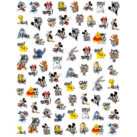 Cartoons Graffiti Petite Nail Stickers - Nail Stickers | ShopKeeki