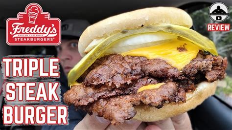 Freddy's Frozen Custard & Steakburgers® TRIPLE STEAKBURGER REVIEW! 🥩🥩🥩🍔 | theendorsement - YouTube