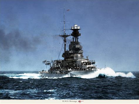 Battleship HMS Revenge (06) Rare Color Picture! | Barcos, Royal navi, Acorazados