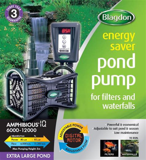 Blagdon Amphibious IQ Variflow Koi Submersible Energy Saving Pond Filter Pump Garden & Patio ...