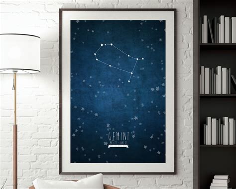 Gemini Zodiac Constellation Print Astrology Wall Art - Etsy