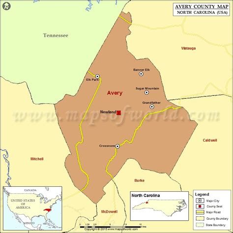 Avery County Map, North Carolina