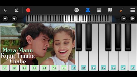 Mera Mann Kiyu Tumhe Chahe ! Mann Movie Song ! easy piano tutorial ...