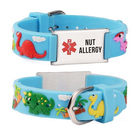 Nut allergy bracelets for kids-Blue dinosa | Allergy bracelet, Inspirational bracelets, Diabetic ...