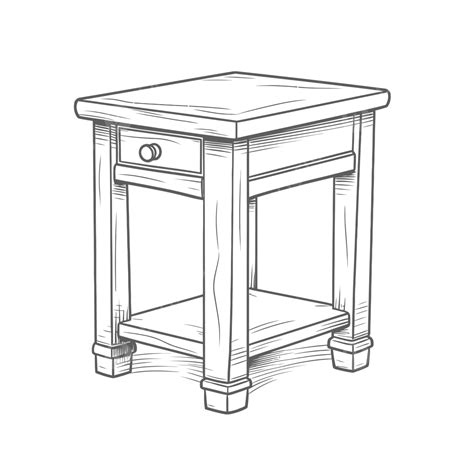 Drawing Of An End Table Outline Sketch Vector, Wing Drawing, Table Drawing, Side Table Drawing ...