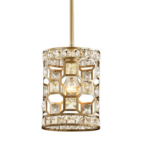 Fifth and Main Lighting Paris 1-Light Champagne Gold with Clear Crystal Mini Pendant-WL-2255 ...