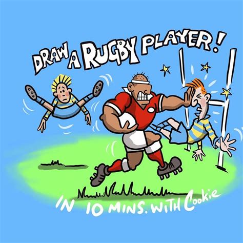 Learn how to draw rugby cartoons with Cookie cartoonery | Cartoon ...