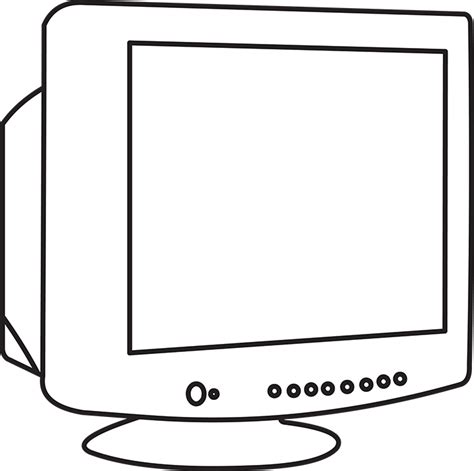 Technology Black and White Outline Clipart - old-style-computer-monitor-black-outline-clipart ...