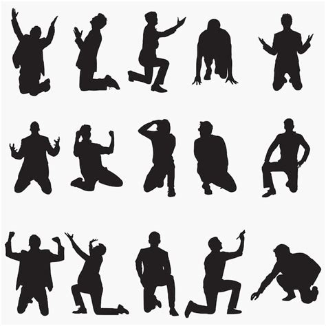 Premium Vector | Man kneeling silhouettes