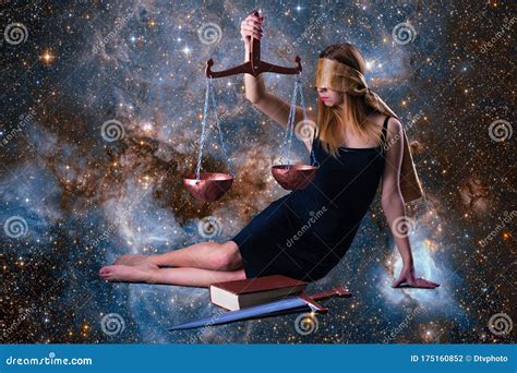 Zodiac Sign Libra, Presented by Beautiful Girl among Space Galaxies ...