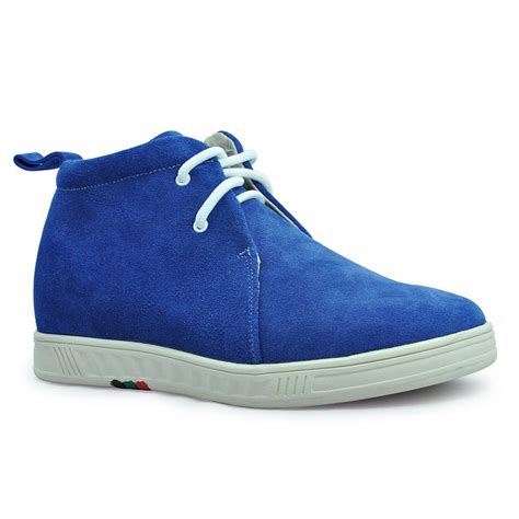 blue Suede leather leisure and comfortable high heel ankle boots height ...