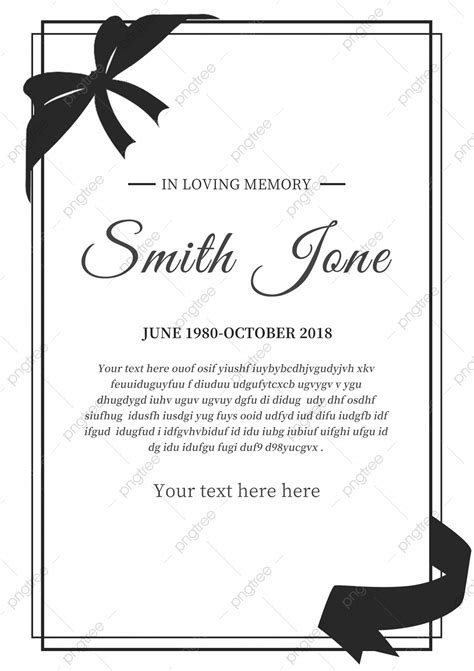 Black And White Simple Border Funeral Invitation Template Download on Pngtree