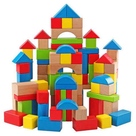 NFSTRIKE 100PCS Wooden Blocks Toys Building Blocks Set Game Geometrical Shape Kids Children ...