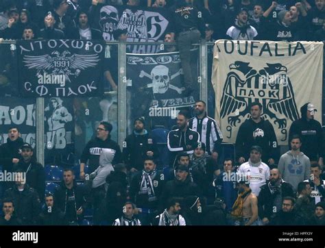 Gelsenkirchen, Germany. 22nd Feb, 2017. PAOK fans in the stadium during ...